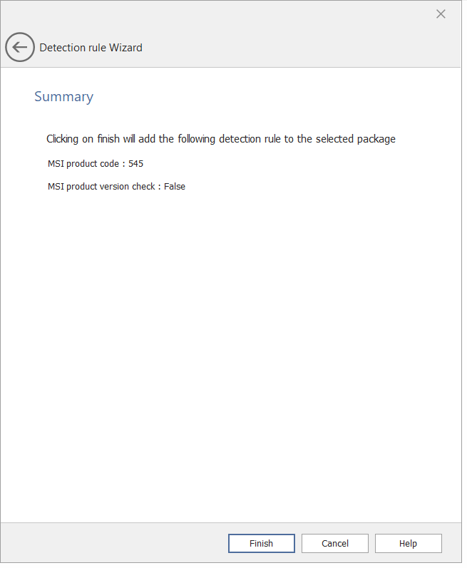 Detection Rule Wizard / Summary Panel