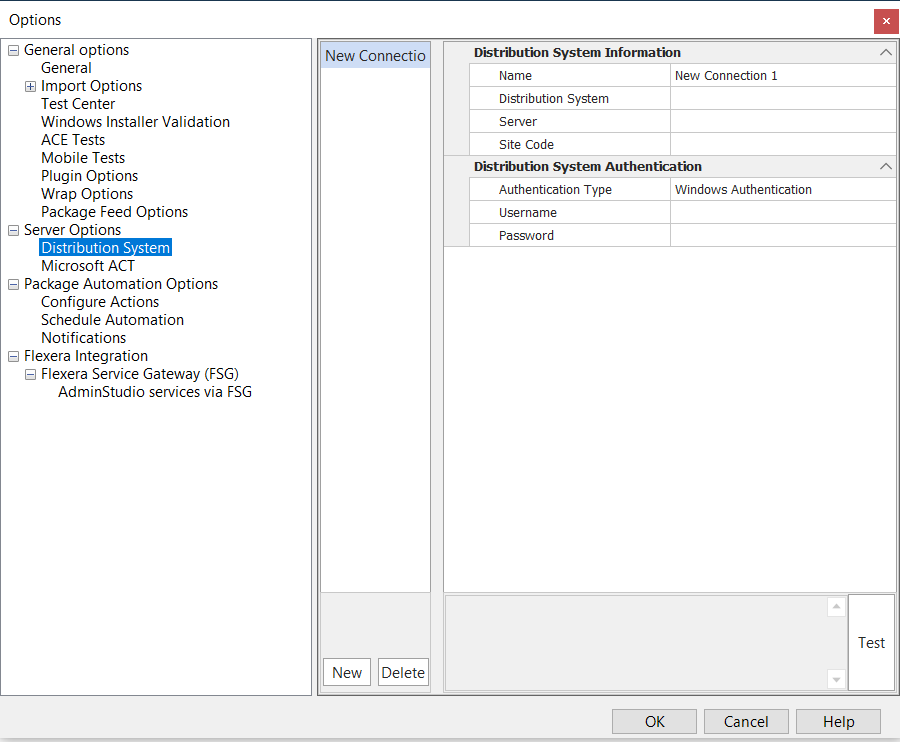 Options Dialog Box / Distribution System Tab